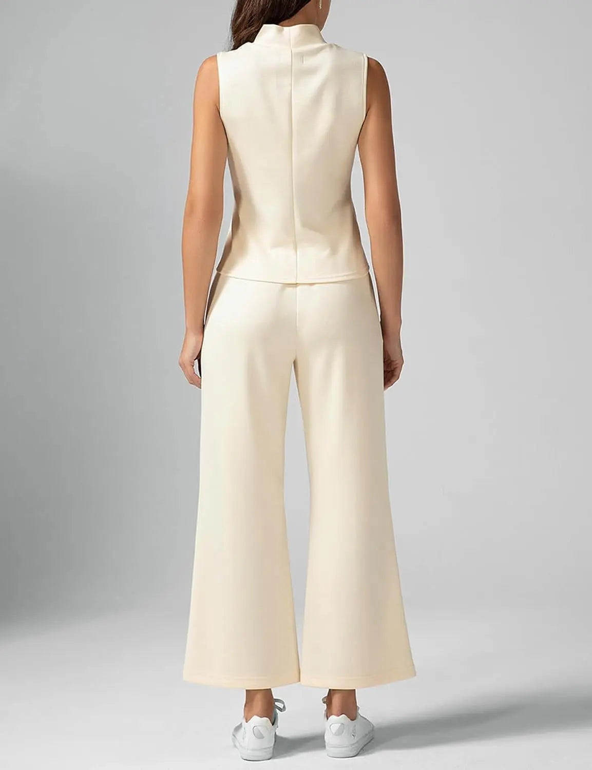 Trendy Matching Set for Women β 2PC Sleeveless Crop Top & Wide Leg Pants with Pockets