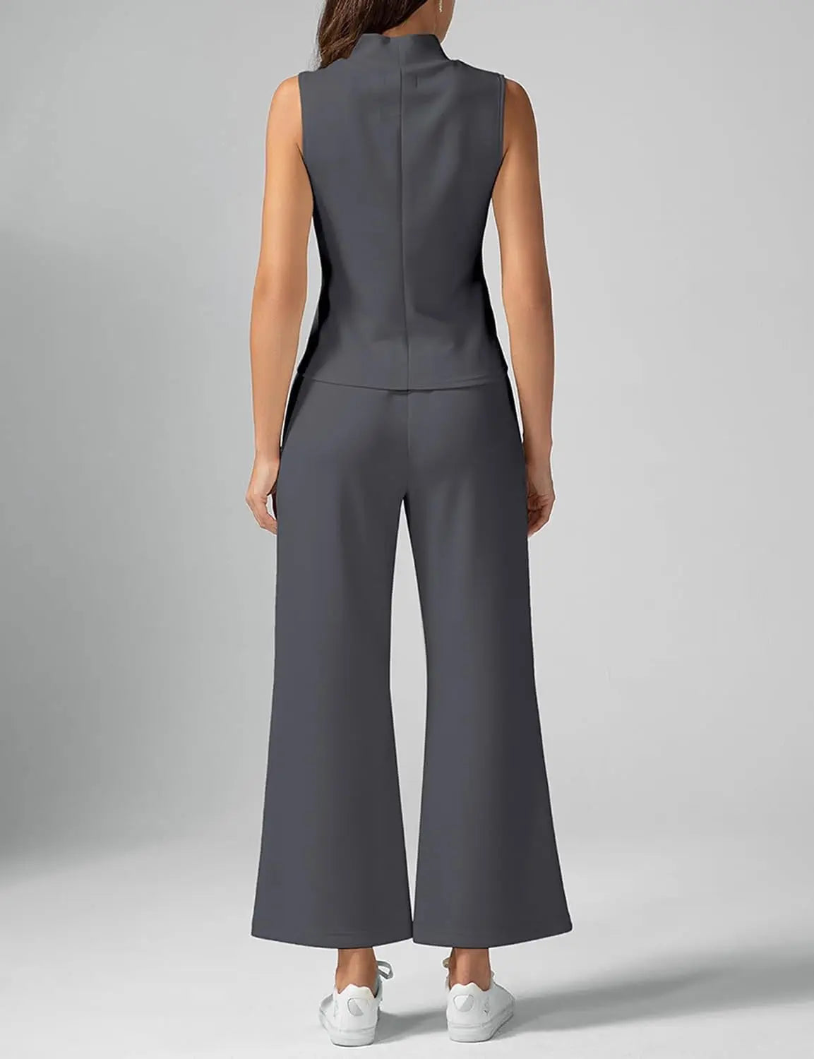 Elevated Loungewear Set – Summer Crop Tank & High Rise Lounge Pants for Women
