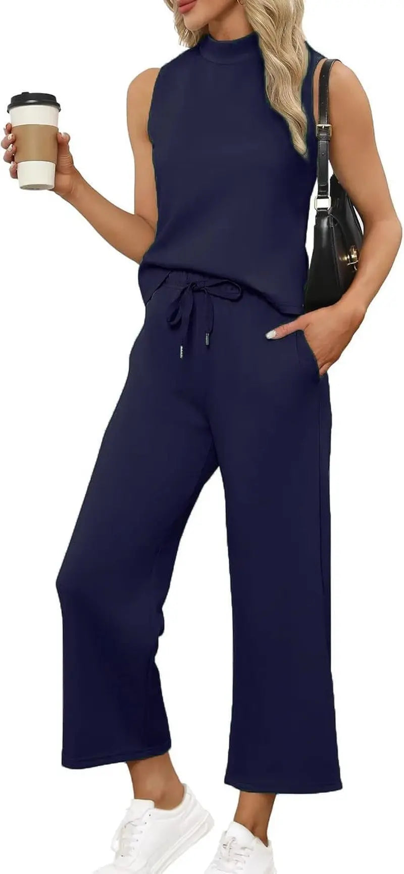 Soft Stretch Loungewear – Women’s Summer Two-Piece Set with Pockets