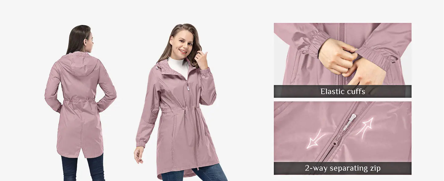 33,000ft™ All-Season Luxe Raincoat – Women's Packable Waterproof Hooded Jacket for Outdoor & Travel