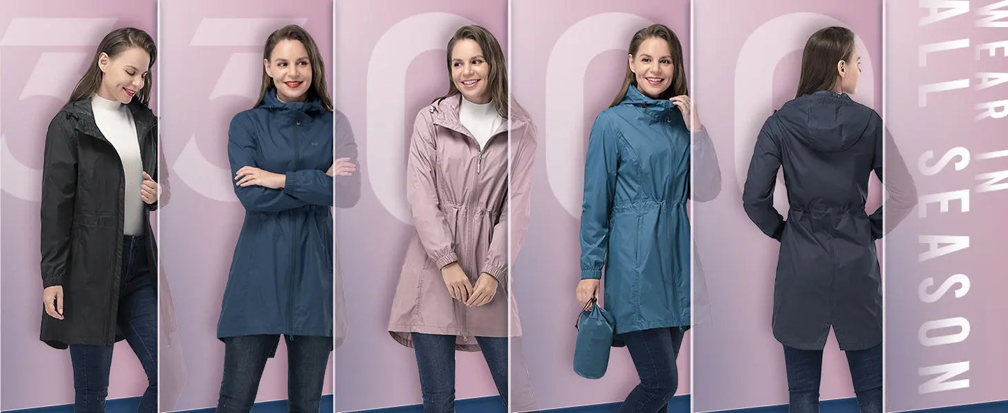 33,000ft™ All-Season Luxe Raincoat – Women's Packable Waterproof Hooded Jacket for Outdoor & Travel