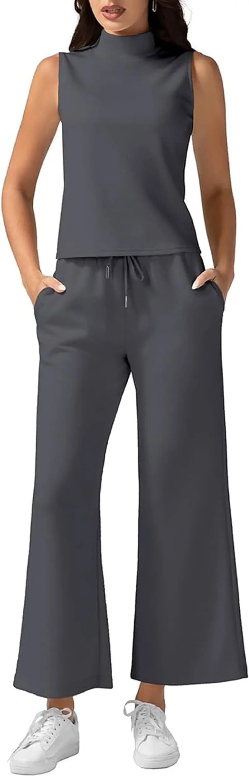 Elevated Loungewear Set – Summer Crop Tank & High Rise Lounge Pants for Women