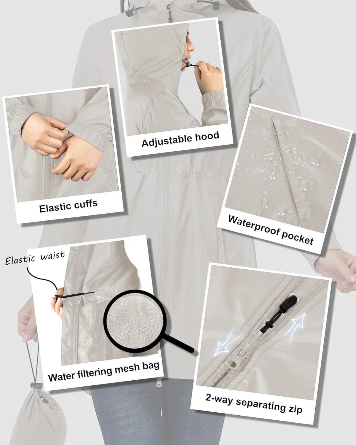 33,000ft™ All-Season Luxe Raincoat – Women's Packable Waterproof Hooded Jacket for Outdoor & Travel