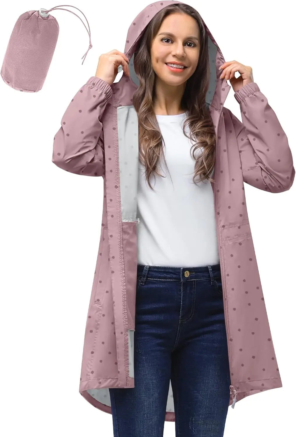 33,000ft™ All-Season Luxe Raincoat – Women's Packable Waterproof Hooded Jacket for Outdoor & Travel