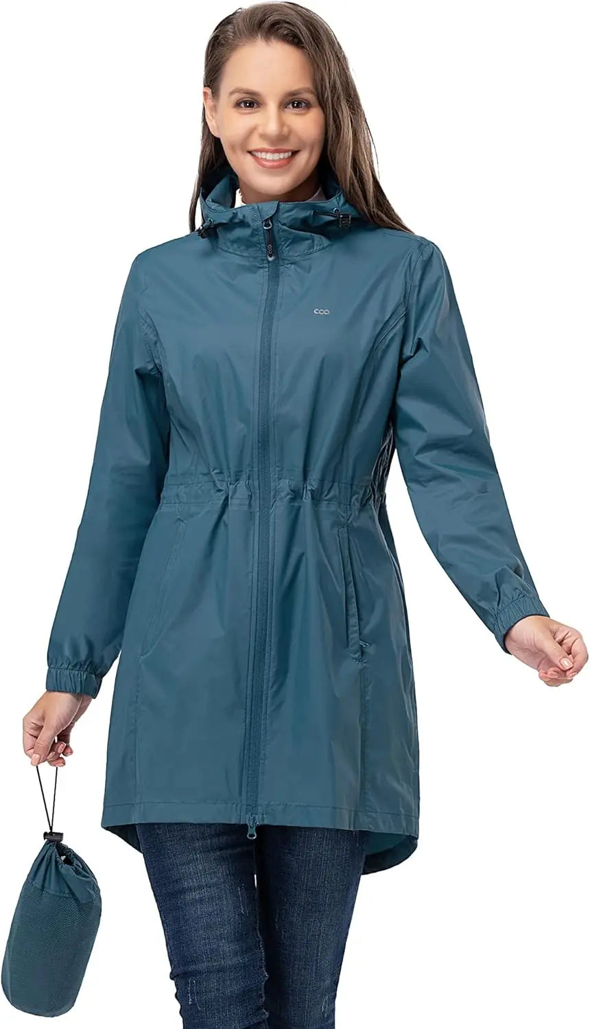 33,000ft™ All-Season Luxe Raincoat – Women's Packable Waterproof Hooded Jacket for Outdoor & Travel
