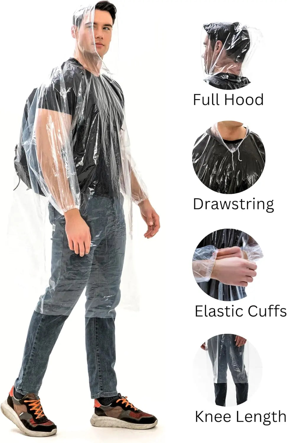 Alfachy 5 Premium Disposable Rain Ponchos – Stylish, Lightweight Weather Protection for Travel & Outdoor Events