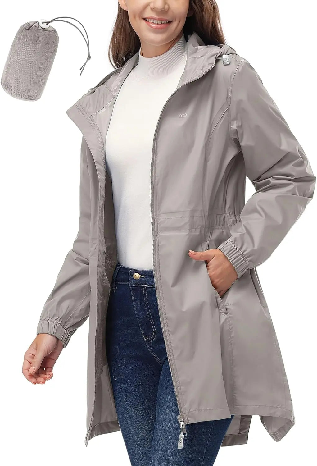 33,000ft™ All-Season Luxe Raincoat – Women's Packable Waterproof Hooded Jacket for Outdoor & Travel