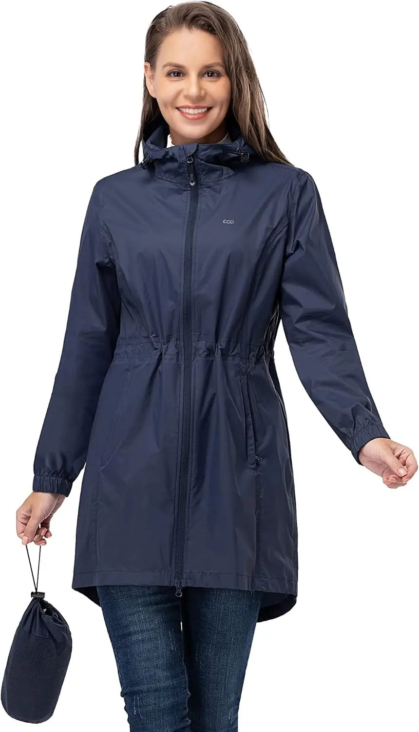 33,000ft™ All-Season Luxe Raincoat – Women's Packable Waterproof Hooded Jacket for Outdoor & Travel