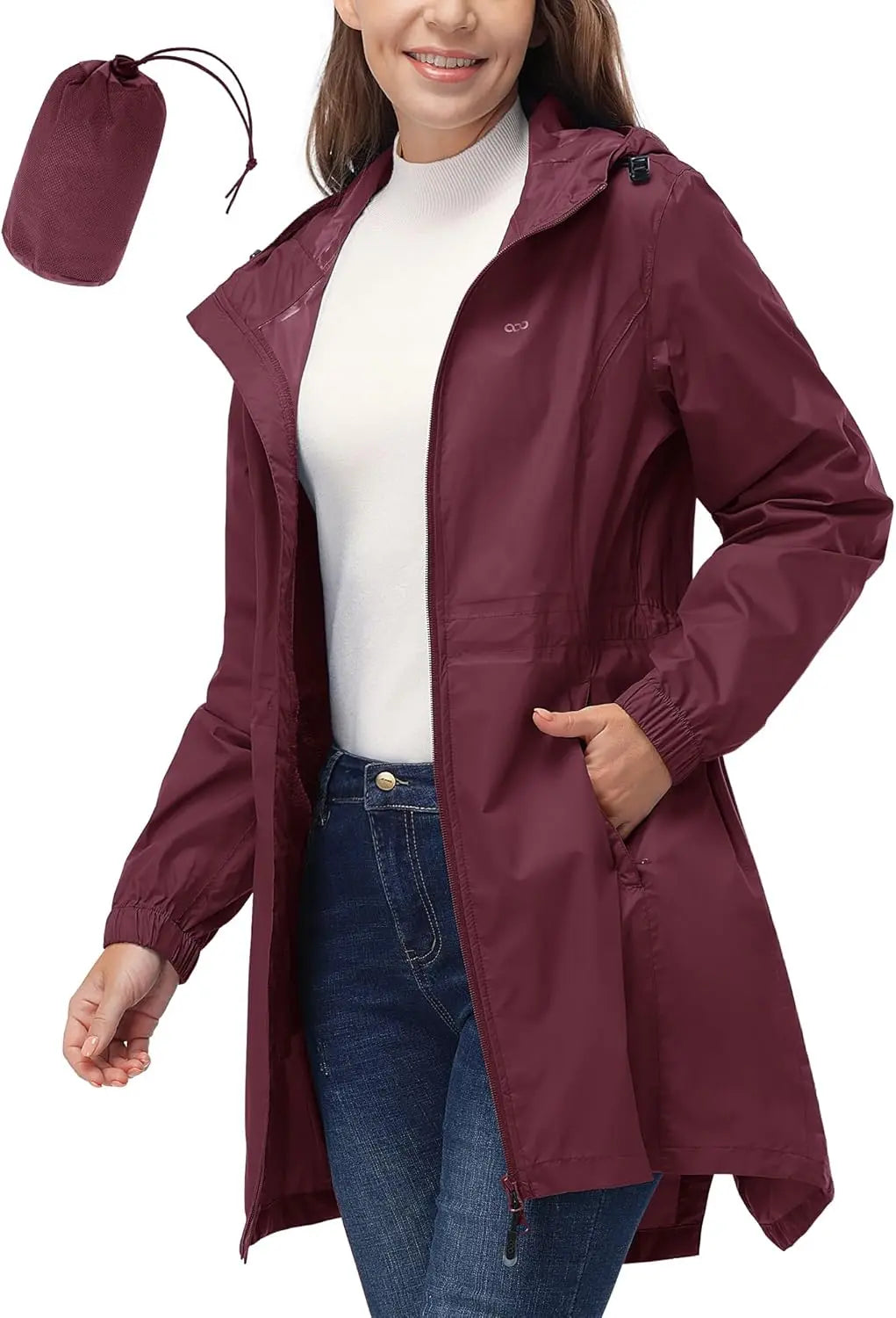 33,000ft™ All-Season Luxe Raincoat – Women's Packable Waterproof Hooded Jacket for Outdoor & Travel