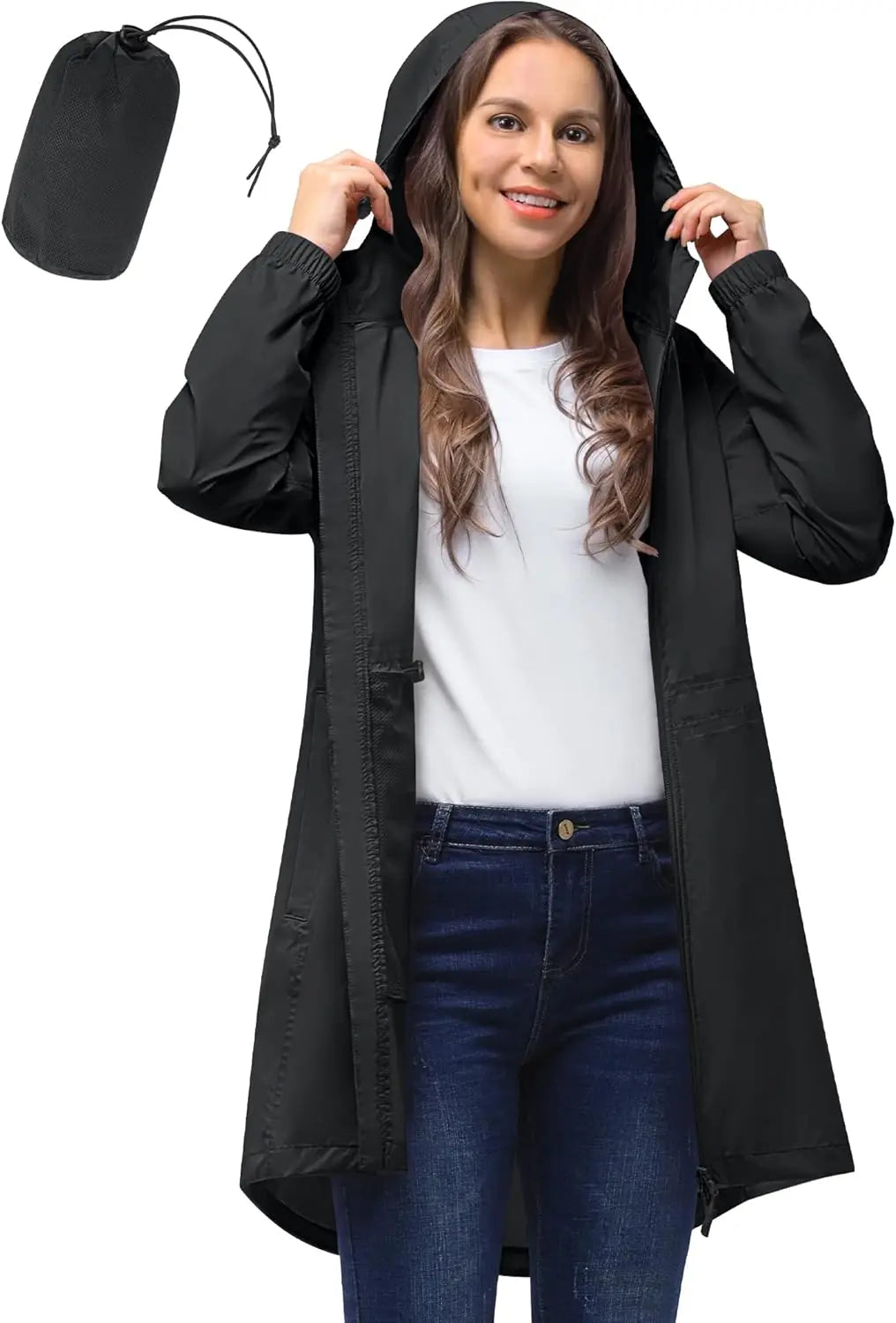 33,000ft™ All-Season Luxe Raincoat – Women's Packable Waterproof Hooded Jacket for Outdoor & Travel