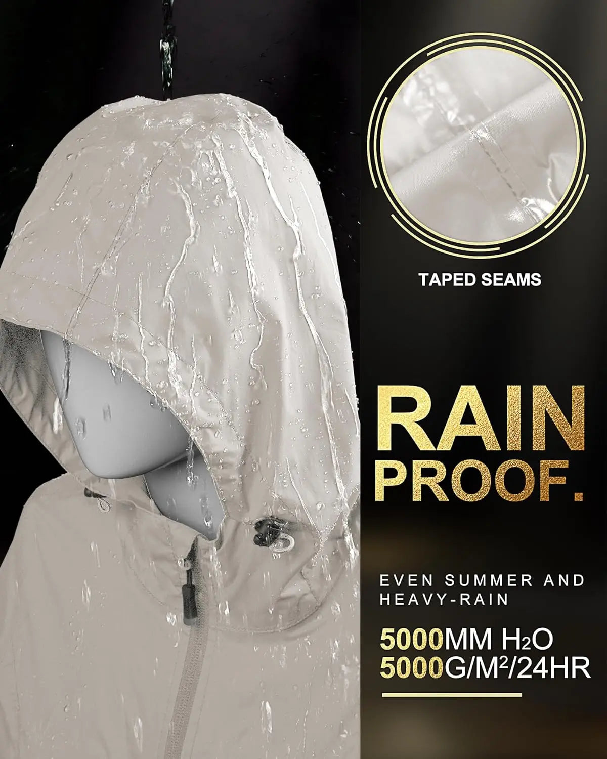 33,000ft™ All-Season Luxe Raincoat – Women's Packable Waterproof Hooded Jacket for Outdoor & Travel