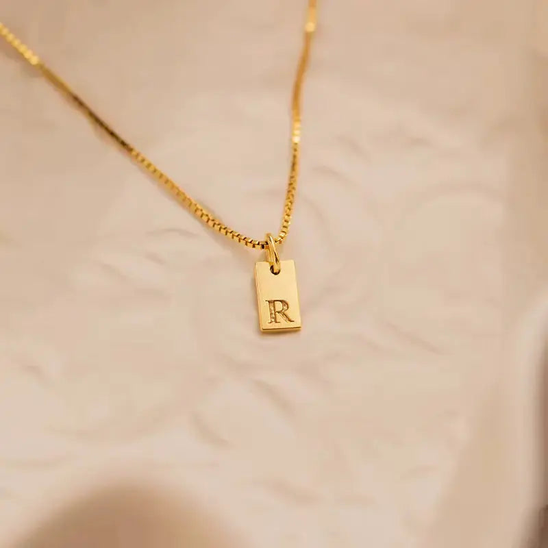18K Gold Custom Initial Tag Necklace