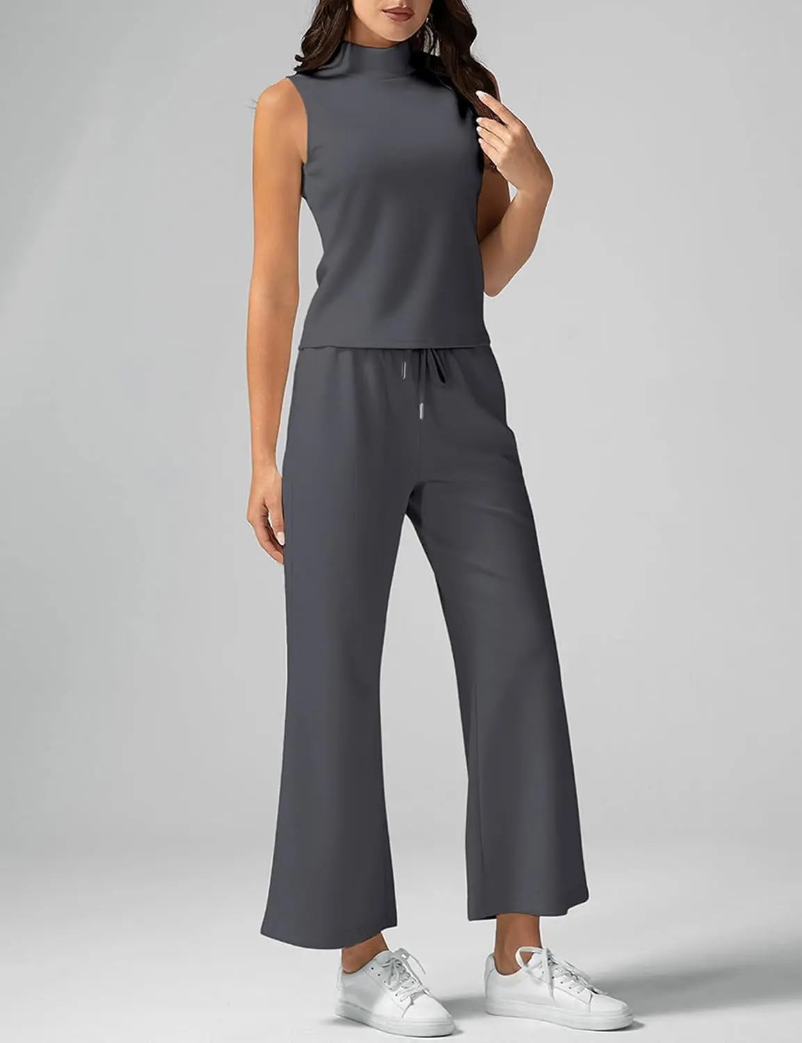 Elevated Loungewear Set – Summer Crop Tank & High Rise Lounge Pants for Women