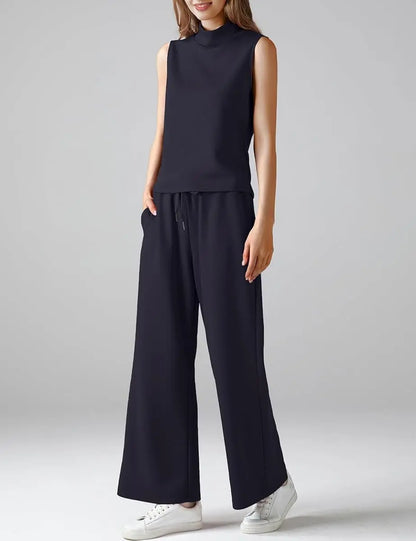 Best-Selling Women’s Lounge Co-Ord – Crop Tank Top & High Rise Wide Leg Pants Set