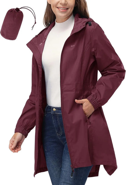 33,000ft™ All-Season Luxe Raincoat – Women's Packable Waterproof Hooded Jacket for Outdoor & Travel