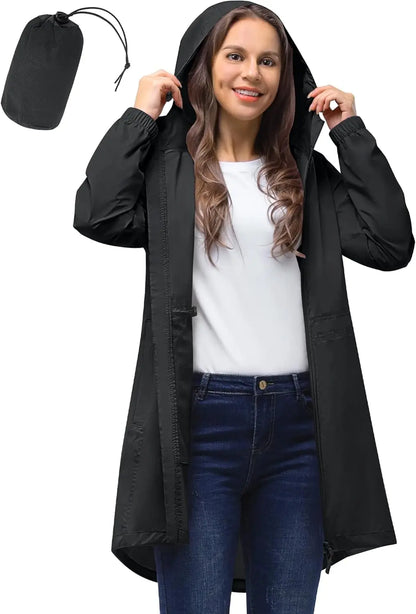 33,000ft™ All-Season Luxe Raincoat – Women's Packable Waterproof Hooded Jacket for Outdoor & Travel