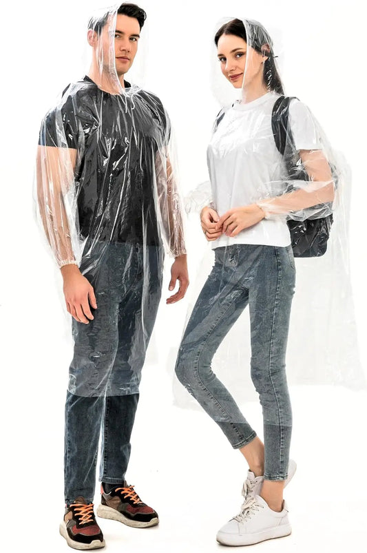 Alfachy 5 Premium Disposable Rain Ponchos – Stylish, Lightweight Weather Protection for Travel & Outdoor Events