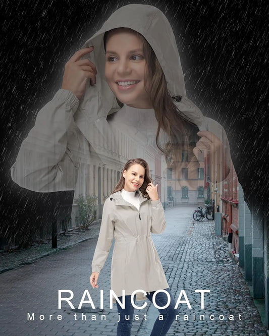 33,000ft™ All-Season Luxe Raincoat – Women's Packable Waterproof Hooded Jacket for Outdoor & Travel